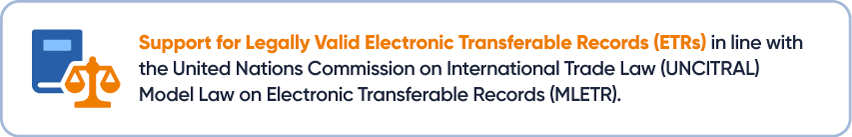 Support for Legally Valid Electronic Transferable Records (ETRs)