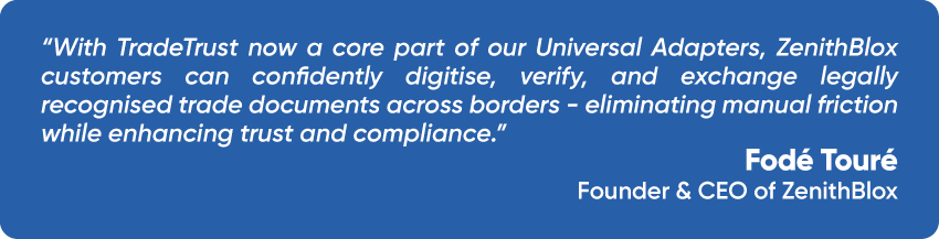 Quote by Fodé Touré, Founder & CEO of ZenithBlox